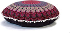 CRAFT KALA 22" Mandala Meditation Floor Pillows Cover Pouf Cover Round Seating Bohemian Mandala Cotton Floor Cushion Cover Outdoor Fireplace Seating Living Room Yoga Room Home Décor Pink