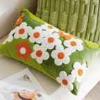 vctops Spring Floral Tufted Decorative Throw Pillow Covers Cute Flower Lumbar Pillow Cases Soft Velvet Couch Cushion Cover for Chair Sofa Bedroom Living Room Home Decor (Green,12"x20")