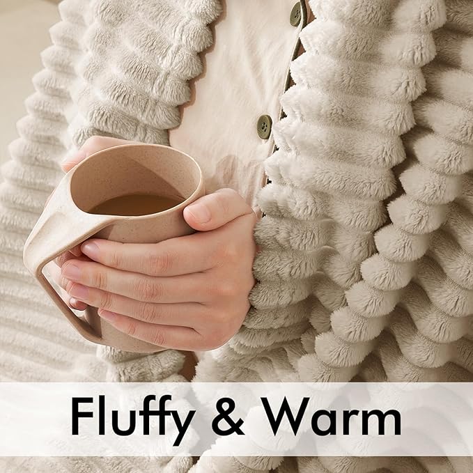 MIULEE Linen Throw Blanket 3D Ribbed Jacquard Fleece Flannel Velvet Plush Decorative Bed Blanket (Throw, 50" x 60") - Super Soft, Lightweight, Warm and Cozy for Couch Sofa