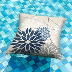 Blue and Gray Floral Pillow Covers 22x22 Set of 2 Outdoor Waterproof White Colored Decorative Throw Pillows Summer Pillowcase Polyester Cushion Case Decor for Couch Patio Funiture Garden Porch 01B22