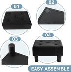 Poofzy Small Foot Stool Ottoman, Velvet Ottoman Foot Rest with Legs, Rectangle Foot Rest for Couch, Footstools and Ottomans Small for Living Room and Entryway (Black)