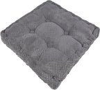 ChezMax Floor Pillow & Cushion, Large Meditation Chair Cushions, Thick Square Seat Pad, Soft Velvet Tufted Seating Pouf for Indoor/Outdoor Yoga Bench Rocking Chair Room Tatami Sofa, Grey 20" x 20"