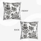 Black Floral Throw Pillow Covers 18x18 Inch Vintage Flower Black White Decorative Pillow Covers Set of 2 Farmhouse Pillowcases Square Cushion Covers for Couch Bed Sofa Chair Car Decor