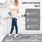 LuxStep Kitchen Mat Waterproof Kitchen Rugs for Floor Cushioned Anti-Fatigue Mat Non-Slip Standing Desk Mat Comfort Floor Mats for House Sink Office 24" x 70"-4/5 Inch Grey