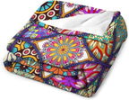 Boho Floral Throw Blanket Bohemian Colorful Mandala Flowers Print Theme Blanket for Sofa Bed Couch Chair Or Dorm 30"x40"
