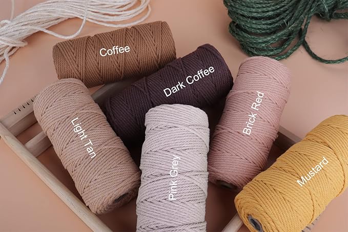 NOANTA White Macrame Cord 3mm x 109yards, Colored Macrame Rope, Cotton Rope Macrame Yarn, Colorful Cotton Craft Cord for Wall Hanging, Plant Hangers, Crafts, Knitting