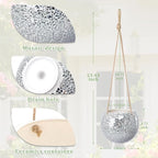Hanging Planter Mosaic Garden Pot Small Flower Pot for Indoor Plant Disco Ball Hanging Planter with Drainage Sliver