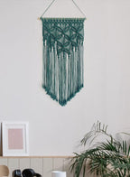Winterdemoon Handmade Cotton Home Decor Macrame Wall Hanging Deep Green