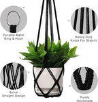 YIBOT Macrame Plant Hanger Indoor Set of 2 with 2 S Hooks, Indoor Outdoor Hanging Planter for Plants Holder with Decorative No Tassels, Boho Home Decor, 35 Inch, Black (Pots Not Included)