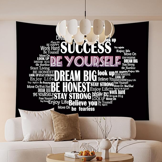 Boqin Quote Tapestry- Be Yourself Tapestries, Inspirational Wall Art, Inspirational Classroom Quotations Wall Hanging Positive Saying for Living Room, Bedroom Decoration, Outdoor - 50 x60 Inches