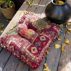 Bohemian Floor Pillow,Square Meditation Cushion & Yoga Mat – Ethnic Mandala Pattern Floor Seating for Living Room, Bedroom, Relaxation, Floor Decor(Green)