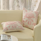 Pink Pillow Covers 18x18 Set of 2 Boho Floral Throw Pillow Cover Hydrangea Herbs Botanical Decoration Pillowcase Farmhouse Vintage Flower Linen Cushion Case Outdoor Decorative for Couch Sofa