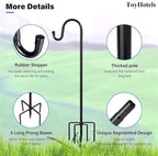 Shepherd Hooks for Outdoor, 2 Pack 62 Inch Bird Feeder Pole with 5 Prongs Base for Hanging Lantern, Hummingbird Feeder, Lightweight Plant, Shepherds Hook for Bird Feeders for Outside