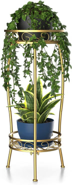 H HOMEXIN Plant Stand Indoor- 2 Tier Metal Tall Plant Stand 26.5" Flower Stand Holder Heavy Duty Rustproof Plant Shelf Rack for Corner Garden Patio Lawn Balcony office Outdoor
