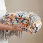 CASAAGUSTO Boho Throw Blanket - Colorful Decorative Blankets with Tassel, Printed Flannel Bohemian Blanket for Chair, Bed, Sofa, Couch(50 * 60, Colorful)