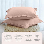 BEBE BASK Scalloped Pillow Cover - Set of 2-18 x 18 Inch - Scallop Pillow Cover - Pink Scalloped Pillows - Scallop Pillows - 100% Cotton - Grandmillennial Style (Peach Pink/Peach)