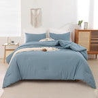 ROSGONIA Oversized Queen Comforter Dusty Blue, 3pcs (1 Comforter & 2 Pillowcases) Lightweight Oversized Queen Comforter Sets Bedding Blanket Quilts