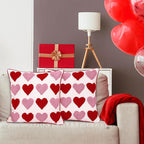 Whaline 2 Pcs Valentine's Day Tufted Throw Pillow Covers Pillow Case 18 x 18 Inch Embroidery Red Pink Heart Cushion Case for Wedding Anniversary Bedroom Sofa Couch Bed Holiday Festival Home Decor