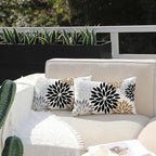DFXSZ Black Brown Pillow Covers 12x20 Inch Set of 2 White Gray Flower Throw Pillows Farmhouse Outdoor Modern Floral Linen Square Cushion Case Decor for Living Room Sofa Patio Funiture Garden 002B12