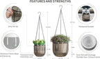 Josteve 5.2/8.2 Inch 2 Pcs Self Watering Hanging Planter Indoor Plant Pots Drainage Holes, Outdoor Small Hanging Planters Flower Pot Basket, Visible Water Level, Plant Hanger Home Decor, Gardening