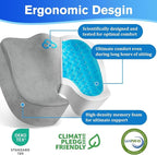 Seat Cushion, Chair Cushions, Office Chair Cushions, Anti-Slip Bottom & Removable Cover Tailbone Pain Relief Cushion, Memory Foam Seat Cushion for Office, Wheelchair, Car (Light Grey)