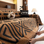ROOMLIFE Brown Couch Cover 3 Cushion Sofa, Washable Non Slip Furniture Sofa Protector Cover, Soft Chenille Sofa Slipcovers Sectional L Shape Dogs Couch Cover Throw Blanket with Tassels 71''X150''