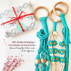 Set of 3 Macrame plant hangers with Daisies & Beads Hanging plant holder Macrame Plant hangers outdoor and indoor hanging planters Plant stand indoor Boho Decor hanging planter stand (Ocean Teal)