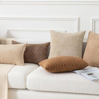 Kevin Textile 16x24 Inch Pillow Cover 1 Pack Boho Decorative Soft Striped Corduroy Lumbar Farmhouse Solid Color Accent Rectangle Cushion Case for Living Room Couch Sofa Bed, Beige