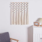 RUIZHIXUAN Macrame Wall Hanging Macrame Ball Wall Hangings Tapestry Cotton Textile Boho Wall Decor Art Bohemian headboard Handwoven 23.6" Wx30 L (white)