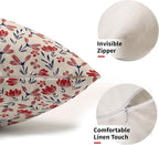4th of July Floral Pillow Covers 12x20 Set of 2 Rustic Old Style Navy Blue Red Flower Print Rectangle Decorative Outdoor Pillowcases Patriotic Farmhouse Throw Cushion Case Decor for Couch Sofa Bed