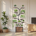 Plant Stand Indoor with Grow Lights - 11 Tiered Plant Shelf with Drawer, 65" Corner Plant Stands for Indoor Plants, Plant Stand for Multiple Plant, Flower Display Rack for Home, Living Room, Patio