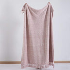 Ultra Soft Fleece Sherpa Blanket King Size,Lightweight Cozy Boho Bed Blanket with Decorative Tassel, Pattern Reversible, 2 Tones Ombre Dusty Pink,104”x90”