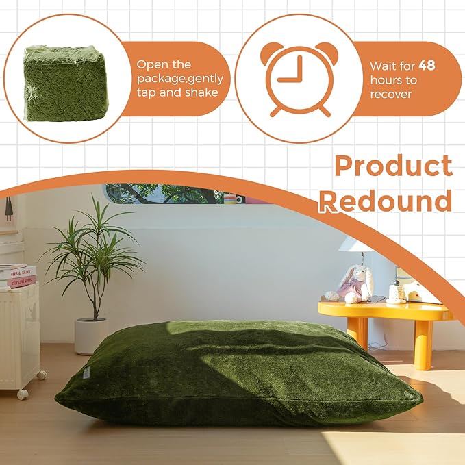 MAXYOYO 3 in 1 Kids Bean Bag Chair Bed, Child Floor Sofa for Gaming, Reading, Faux Fur Floor Mattress with High-Density Foam Filling for Living Room Bedroom