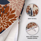 Navy Blue Burnt Orange Pink Pillow Covers 18X18 Inch Set of 2, Modern Dahlia Floral Print Decorative Throw Pillow Covers Outdoor Fall Farmhouse Cushion Case for Home Couch Sofa Bed Decoration