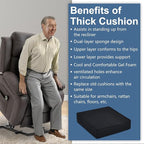 Shinnwa Gel Memory Foam Recliner Cushion for Elderly, Dual-Layer Foam Chair Pad, Extra Large Seat Cushion for Couch, Armchair, Wicker Chairs, Floor, 18 × 18 × 4in, Black