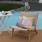 DFXSZ Pink Yellow Blue Flower Pillow Covers 18x18 Inch Set of 2 Outdoor Throw Pillows Outdoor Waterproof Decor for Living Room Sofa Patio Funiture Garden Floral Polyester Pillow Covers 012A18