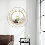 Wall Mirror Mounted Gold Large Round Decorative Mirrors, Circle Metal Art Mirror Home for Bathroom Vanity, Living Room or Bedroom 24" x 24"
