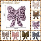 Leopard Print Throw Pillow Furry Bow Plush Pillows Cute Flower Plush Pillow Cheetah Home Decor Stuffed Bow Lumbar Pillow for Bed Couch Living Room Decor (Purple, 16in)