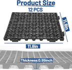 12Pcs Drainage Interlocking Floor Tiles 11.8" x 11.8", Modular Interlocking Cushion Soft PVC Floor Non-Slip Splicing Waterproof Mat for Drain, Pool, Shower, Patio, Balcony, Bathroom, Kitchen, Yard