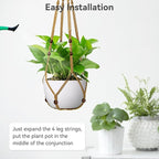 USLAI Macrame Plant Hanger Indoor Outdoor, Fits 4 to 15 Inch Pots, Strong Hanging Planter Holder, Boho Home Decor, 35 Inch, Brown, Set of 3 (POTS NOT Included)