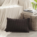 Fancy Homi 4 Packs Boho Dark Brown Decorative Throw Pillow Covers 12x24 Inch for Living Room Couch Bed Sofa, Rustic Modern Farmhouse Home Decor, Soft Plush Corduroy Cute Square Cushion Case 30x60 cm
