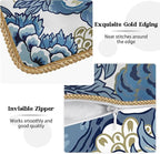 KSLIDS Vintage Floral Soft Velvet Throw Pillow Covers Set of 2 Blue Beige Floral Decorative Pillow Covers 16x16 Inch Chinoiserie Retro Pillow Case for Sofa Couch Bedroom Farmhouse Home Decor