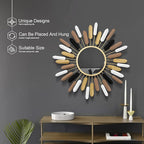 Sunburst Wall Decor Gold Sunburst Mirror,30”Gold Decorative Mirrors for Wall Handmade Living Room & Bedroom