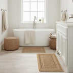 MIULEE Set of 2 Waffle Bathroom Rugs, Boho Bath Rug Super Absorbent, Non Slip Washable Ultra Soft Rubber Backed Shower Bath Mats for Floor, Tub, Shower, Bordered Design, Brown, 18x30 Inch