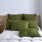 King Pillow Shams 2 Pack, King Size Pillowcases, Soft Microfiber Geometric Striped Tufted Pillow Covers with Envelope Closure, Green, 20x36 Inches
