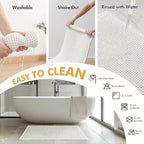 MIULEE Set of 2 Waffle Bathroom Runner Rugs, Boho Bath Rugs Non Slip Washable, Super Absorbent Runner Bath Mats, Rubber Backed Shower Mats for Hallway Bedroom Laundry Room, White, 2'x5'(24x60 Inch)