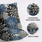Black Blue Pillow Covers 24X24 Inch Set of 2, Spring Summer Floral Dahlia Flower Cream Decorative Throw Pillow Covers Outdoor Modern Farmhouse Cushion Case for Home Couch Sofa Bed Decor