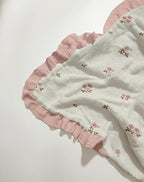 Muslin Ruffled Baby Blanket, Extra Large 52 x 52 Inches, Soft Breathable Cotton Crib Blanket for Newborn Infant Toddler (Vintage Blossom-Ruffled, Printed)