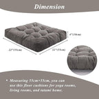 Meditation Floor Pillow 22×22 Inch 2 Pack Large Floor Cushions for Adults Square Tufted Corduroy Floor Pillows for Yoga Living Tatami Room Grey