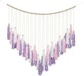 Luxbrand Pink & Purple Macrame Hanging Boho Wall décor, Large Tassel Wall Hanging with Wood Beads, Purple Wall Decor for Bedroom Living Room Girls Room Nursery, 41" W x 32" H